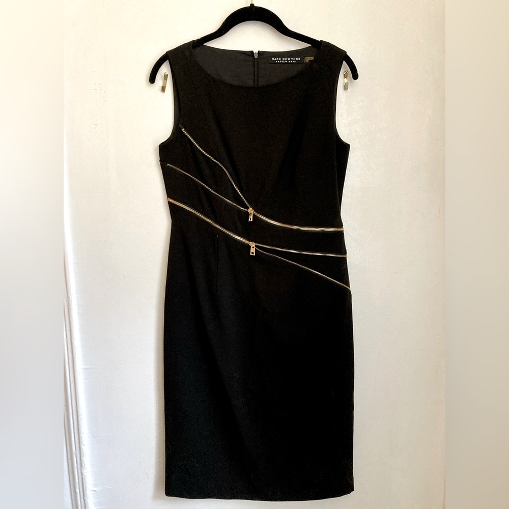 Andrew Marc New York black dress with zippers